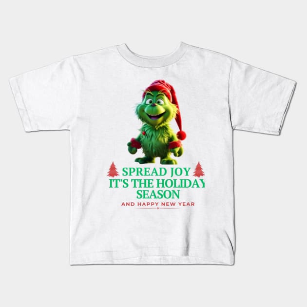 Festive Grinch Delight Kids T-Shirt by MAT JAARAK